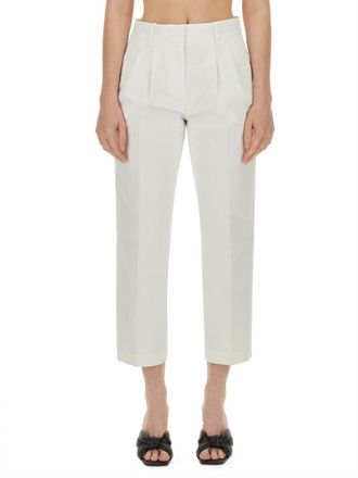 Michael Michael Kors Cropped Cotton-Viscose Trousers - White