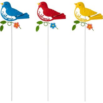 Glitzhome 16H Set of 3 Metal Bird Picks in Yellow at Nordstrom, Size Medium