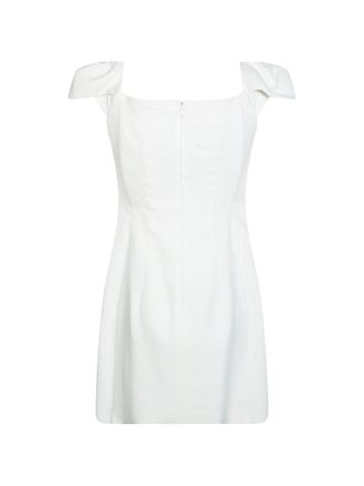Elisabetta Franchi Off-Shoulder Ring Hardware Dress - White
