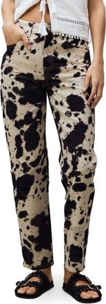 Next Cow Print Straight Leg Jeans in Brown at Nordstrom, Size 6 Us