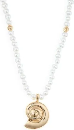 Nordstrom Rack Shell Pendant Necklace in White- Gold at Nordstrom Rack