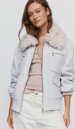 Pilcro Faux Fur Collared Jacket
