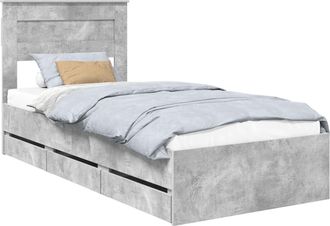 vidaXL Estructura De Cama Gris Concreto 90 X 190 Cm Madera Ingenieril Vidaxl