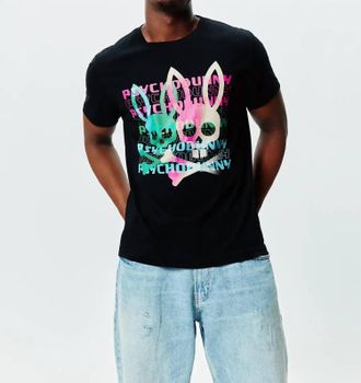 Psycho Bunny Landon Wordmark Tee In Black