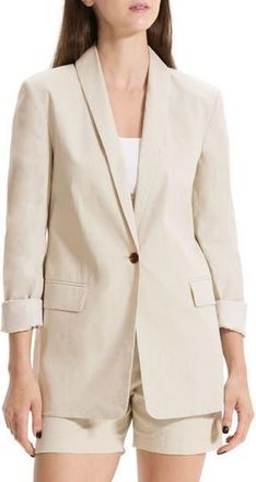 Theory Good Shawl Collar Linen Blend Blazer in Straw at Nordstrom Rack, Size 2