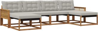 vidaXL Conjunto De Sof&aacute;s De Exterior 6 Uds. Natural Y Gris Claro Vidaxl