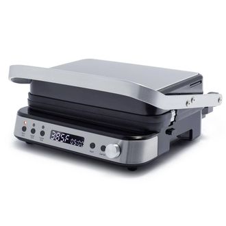 GreenPan GreenPan Bistro 6-in-1 Contact Grill & Griddle, PFAS-Free Non-Stick Ceramic in Silver