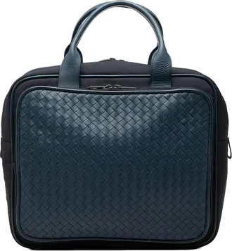 Bottega Veneta Pre-owned Bottega Veneta Bicolor Nappa Intrecciato Trimmed Canvas Business Bag Unisex YEJEDEGAM08XVNMW