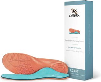 Aetrex Mens Premium Memory Foam Orthotics Insole In Orange/blue