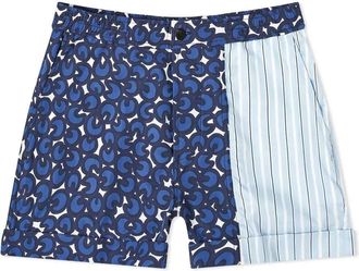 Neil Barrett Bedrukte Box Fit Shorts in Blauw