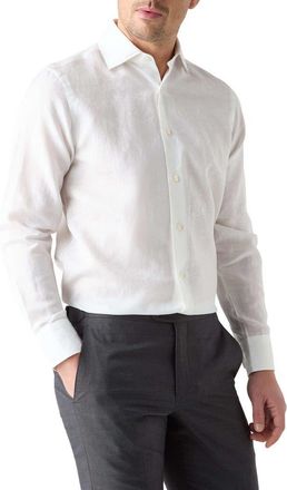 Robert Talbott Reynolds Paisley Jacquard Cotton Linen Blend Shirt in Contemporary fit in White at Nordstrom, Size 17.5 - 32