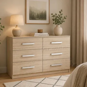 Dmora C&oacute;moda Laganaro, 6 Cajones, Apertura Deslizante, Cierre Deslizante, 112x43x79h Cm, Roble Marr&oacute;n