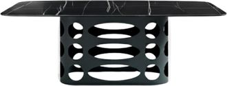 MondoViro Mesa fija efecto m&aacute;rmol negro, 210x110 cm, 75 cm de alto