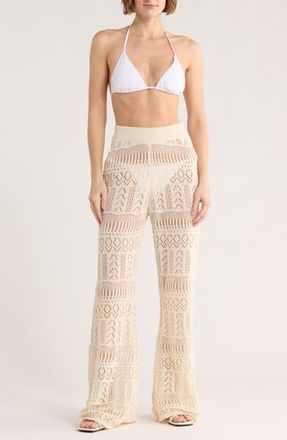 Elan Crochet Wide Leg Cover-Up Pants in Natural at Nordstrom Rack, Size X-Small