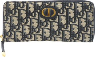 Dior Beige Navy Jacquard Long Wallet (Bi-Fold) (Pre-Owned)