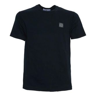Stone Island Stijlvol Kompas Patch T-Shirt - Heren - T-shirts - Blauw - S - Katoen - Tops