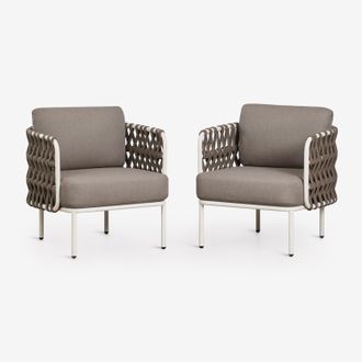 Sklum Pack De 2 Sillones De Jard&iacute;n En Aluminio Y Cuerda Trenzada Tevary Sklum