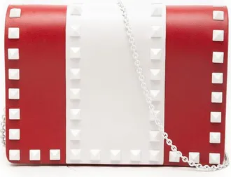 Valentino Pre-owned Valentino Leather Colorblock Rockstud Wallet On Chain Ladies G7HCR4HMQ28DK576