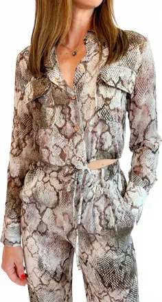 Karina Grimaldi Willa Print Top In Natural Snake