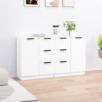 vidaXL Aparadores 2 Uds Madera Contrachapada Blanco 60x30x70 Cm Vidaxl