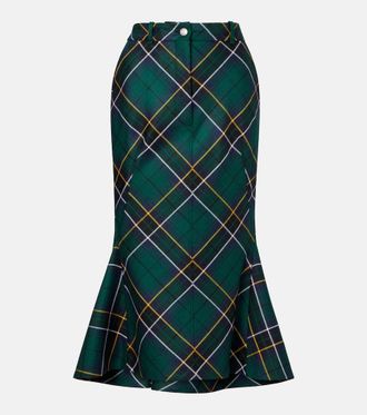 Alexander McQueen Tartan wool midi skirt