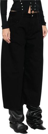 The Attico Cropped Jeans met Wijde Pijpen - Dames - Cropped Jeans - Zwart - W28 - Katoen - Jeans