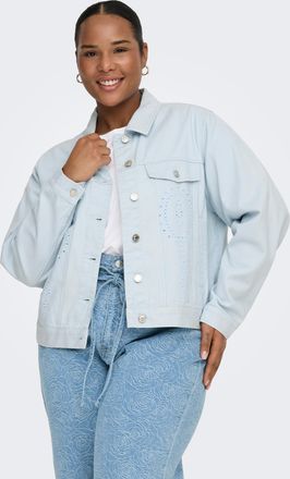 Only Carmakoma Jeansjacke ONLY CARMAKOMA CARELSA CROCHET DENIM JACKET OTW, Damen, Gr. 42, ballad blau, Denim/Jeans, Obermaterial: 100% Baumwolle, unifarben, normal, 