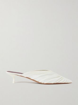 Neous Mule In Cady Arricciato Con Finiture In Velluto Maia - Avorio