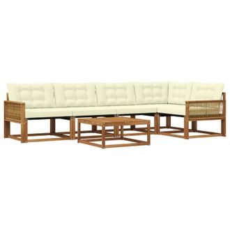 vidaXL Conjunto De Sof&aacute;s De Exterior Con Coj&iacute;n 6 Pcs Natural Y Crema Vidaxl
