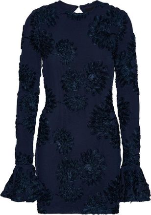 Rotate Fitted Mini Dress With Floral Appliqués And Keyhole Back