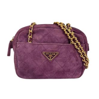 Prada Pre-owned Cross Body Bags, female, Purple, Size: ONE SIZE Pre-owned Vintage Suede Shoulder Bag