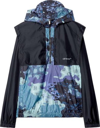 Off-white graphic-print windbreaker - men - Polyester/ECONYL - 52 - Blue