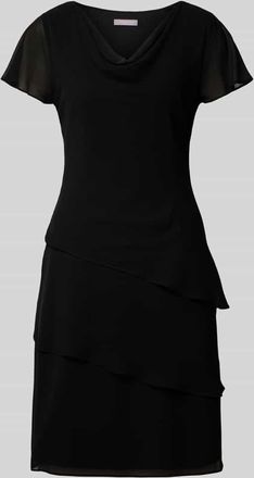 Christian Berg Cocktail Tailliertes Cocktailkleid mit Volants in Black, Größe 38