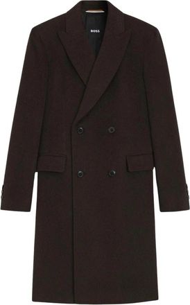 HUGO BOSS H Hyde DB Peak 254 Jas - Heren - Mantel - Bruin - L - Wol - Jassen