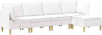 vidaXL Juego De Sof&aacute; Modular Con Almacenamiento 5 Uds. Blanco Tela Vidaxl