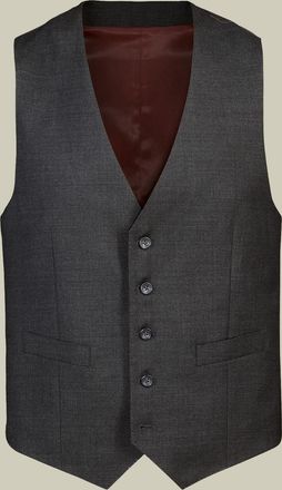 CHARLES TYRWHITT Natural Stretch Twill Waistcoat - Charcoal Size w36 by Charles Tyrwhitt