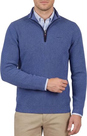 N-Z-A- NEW ZEALAND AUCKLAND New Zealand trui blauw half zip polyester