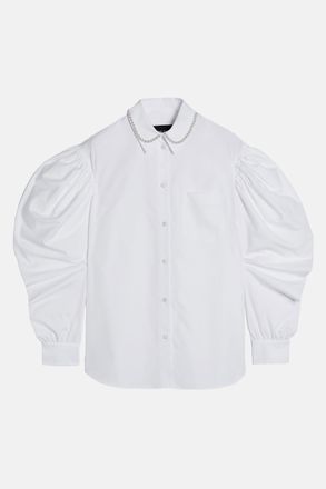 Simone Rocha Camicia Maschile Con Maniche Drappeggiate E Ricamo