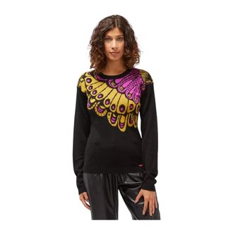 Custo Barcelona Butterfly Gebreide Trui - Dames - Ronde hals truien - Zwart - XL - Wol - Truien & Vesten