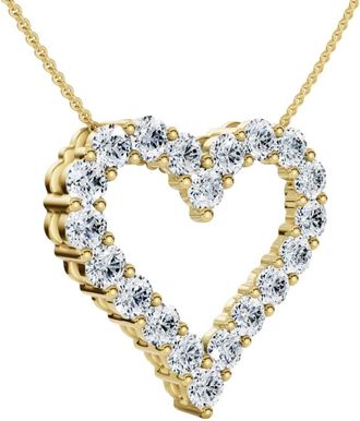 Pompeii3 2Ct Diamond Heart Pendant 10k Gold Lab Grown 7/8 Tall Necklace