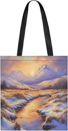 Generic Winter Sunset Womens Tote Casual Shopping Bag Lightweight Shoulder Bags Hobos Handbag for Work Travel Daily 35x40cm