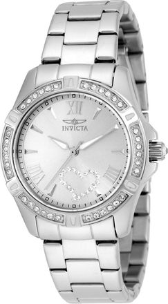 Invicta Angel 21383 Dames Horloge - Quartz Uurwerk - Roestvrij Staal met zilveren Wijzerplaat - 34mm