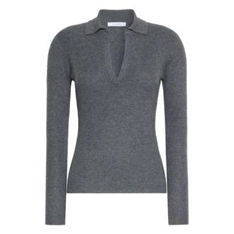 Max Mara Fijngebreide polotrui met ribstructuur - Dames - Truien - Grijs - Maat: L Kasjmier