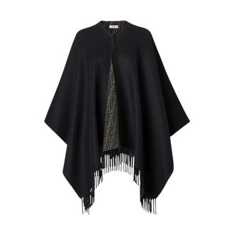 Fendi Poncho Fendi FF Zucca de lana y cachemira - Jackets - Mujer - Negro - ONE SIZE