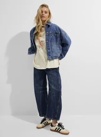 Free People Womens Good Luck loose barrel jean