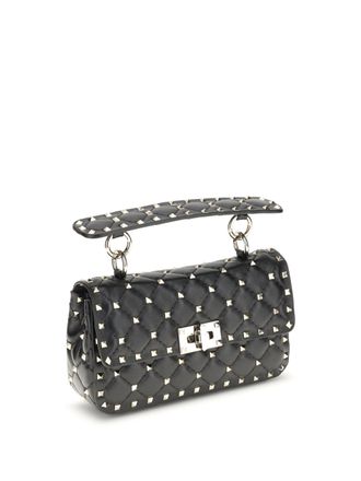 Valentino Garavani Womens Rockstud Spike Mini Top Handle Bag Nappa Nero Lamb Ovis Aries Handbags Hand