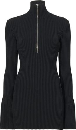 Proenza Schouler Rib Zip Trui - Dames - Coltruien - Zwart - L - Nylon - Truien & Vesten