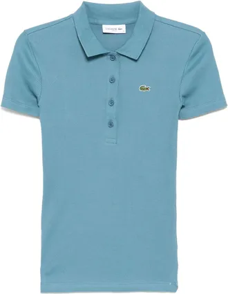Lacoste ribbed polo top - women - Cotton - 36 - Blue