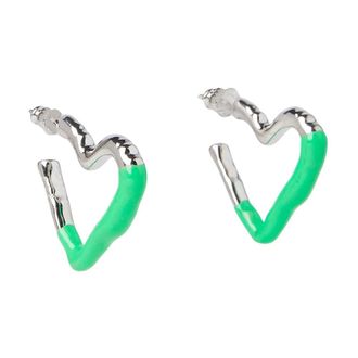 Safsafu Earrings, female, Green, Size: ONE SIZE Melted Heart Hoop Earrings