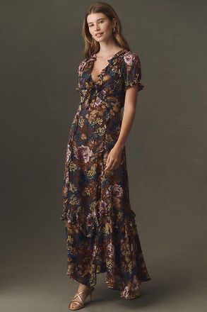 BHLDN Short-Sleeve Ruffle Maxi Dress